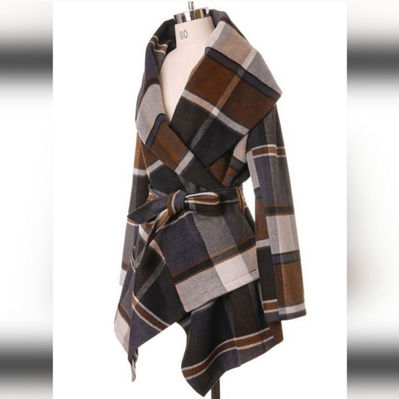 CHIC WISH PRAIRIE CHECK RABATO COAT Sz 3XL Plaid - Picture 7 of 10